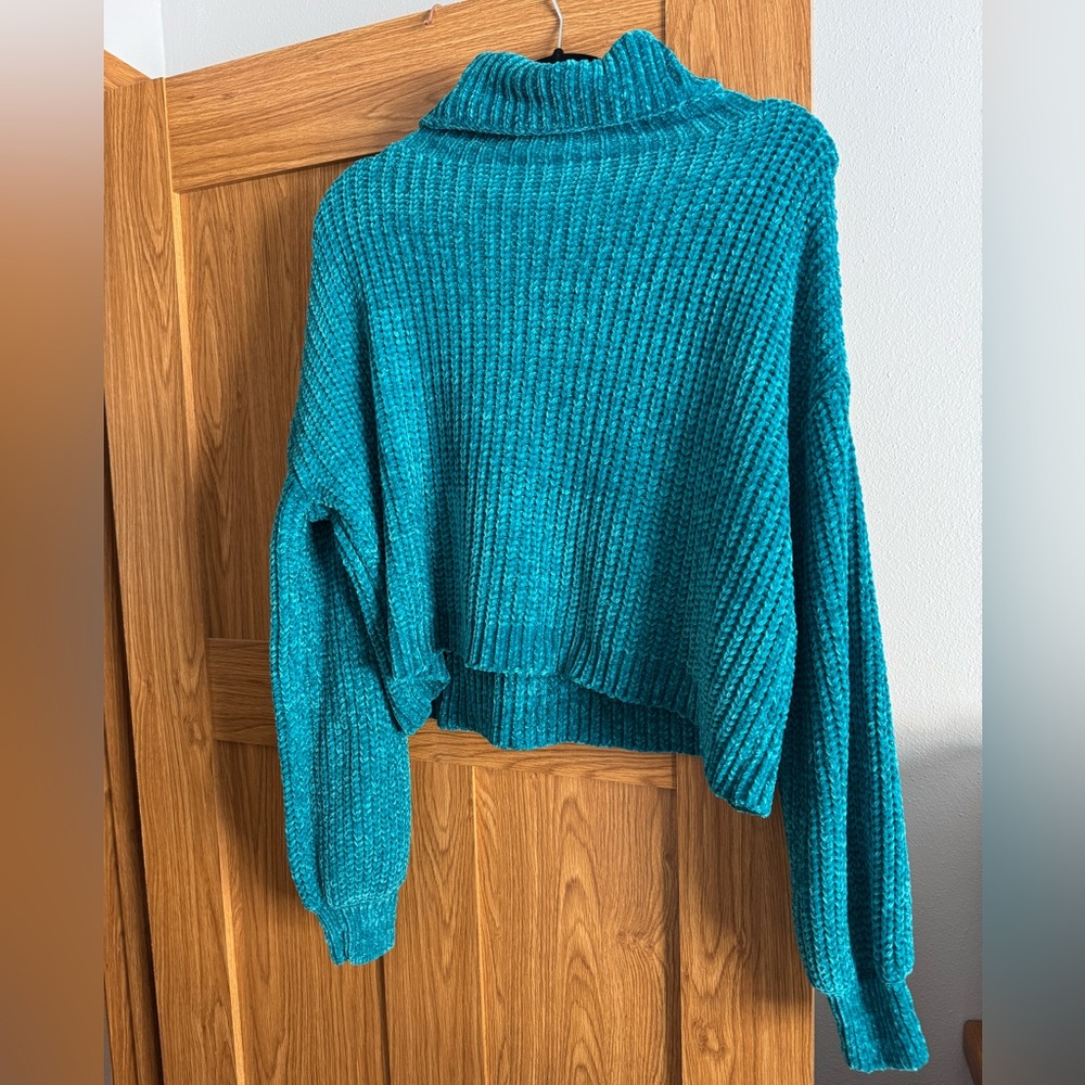 Teal Ribbed Women Sweater